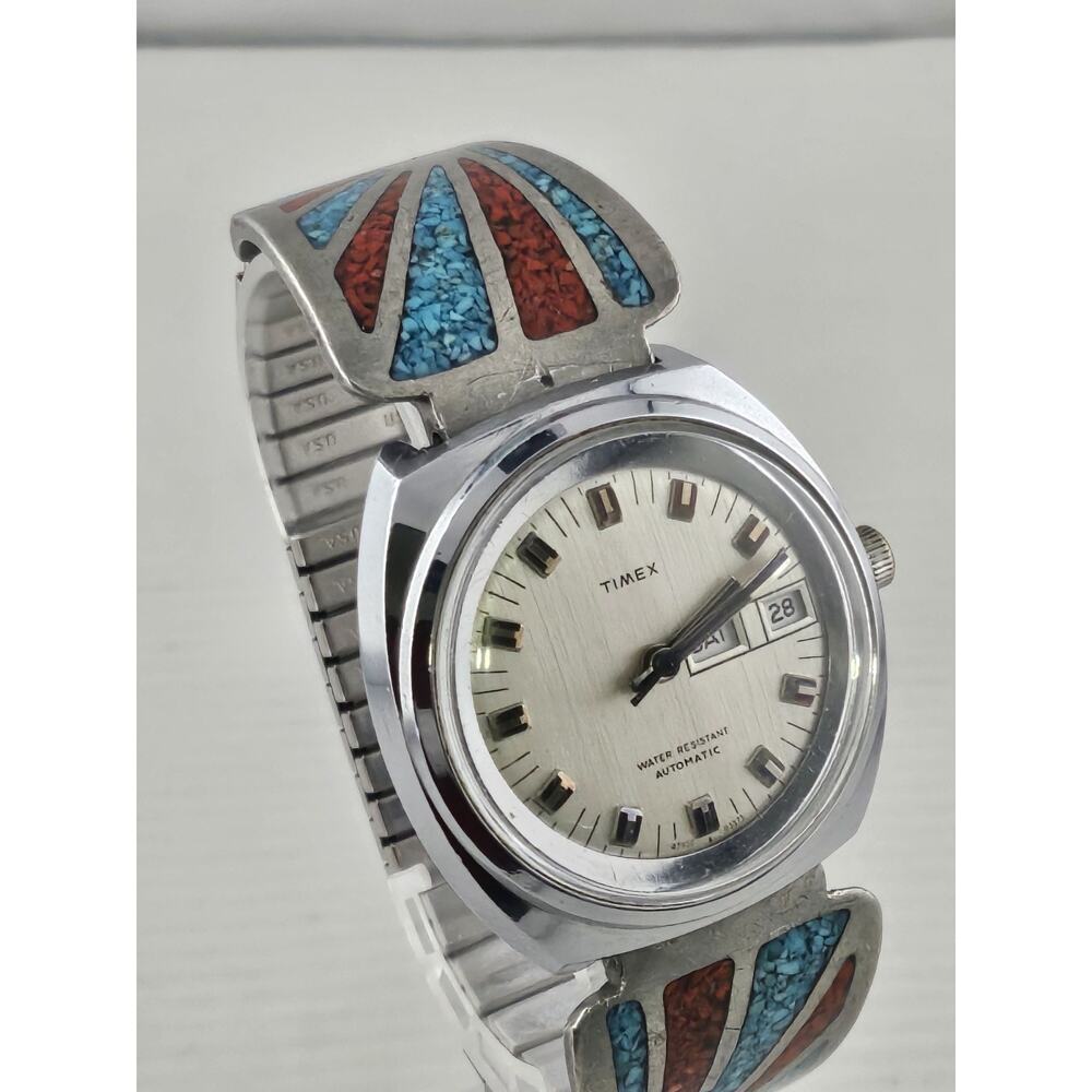 1975 Timex Marlin Automatic Viscount Watch w/Sterling Native American Tips